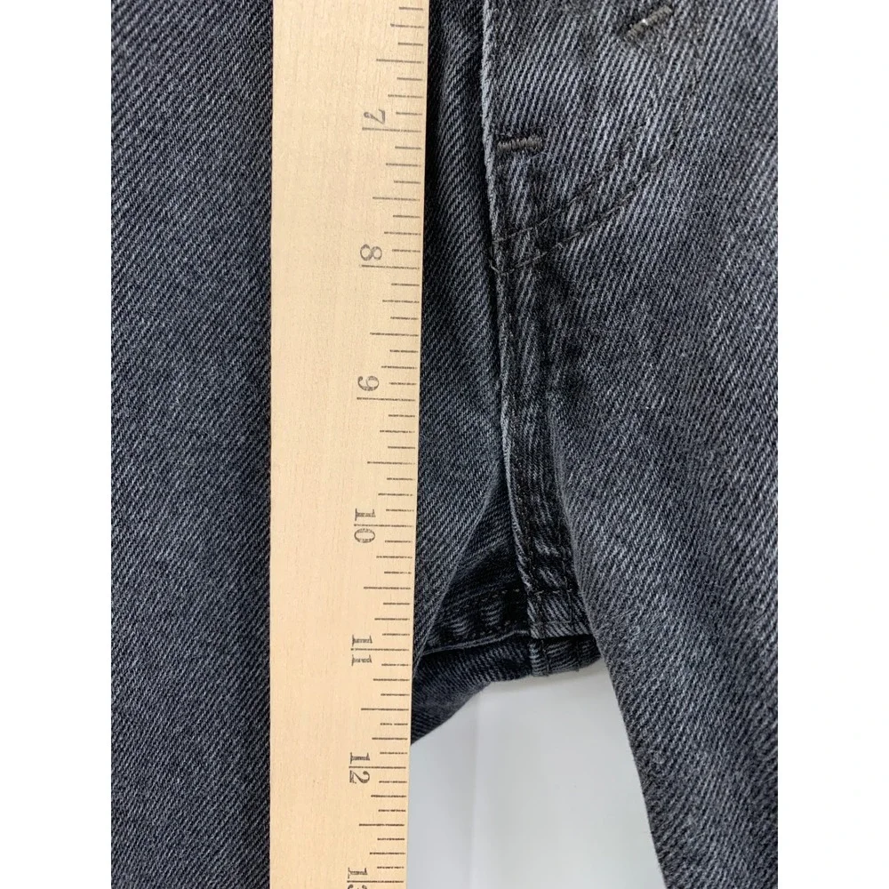 Levi 505 Jeans Mens 32x32 Black Solid 100% Cotton Distressed Straight Leg‎
